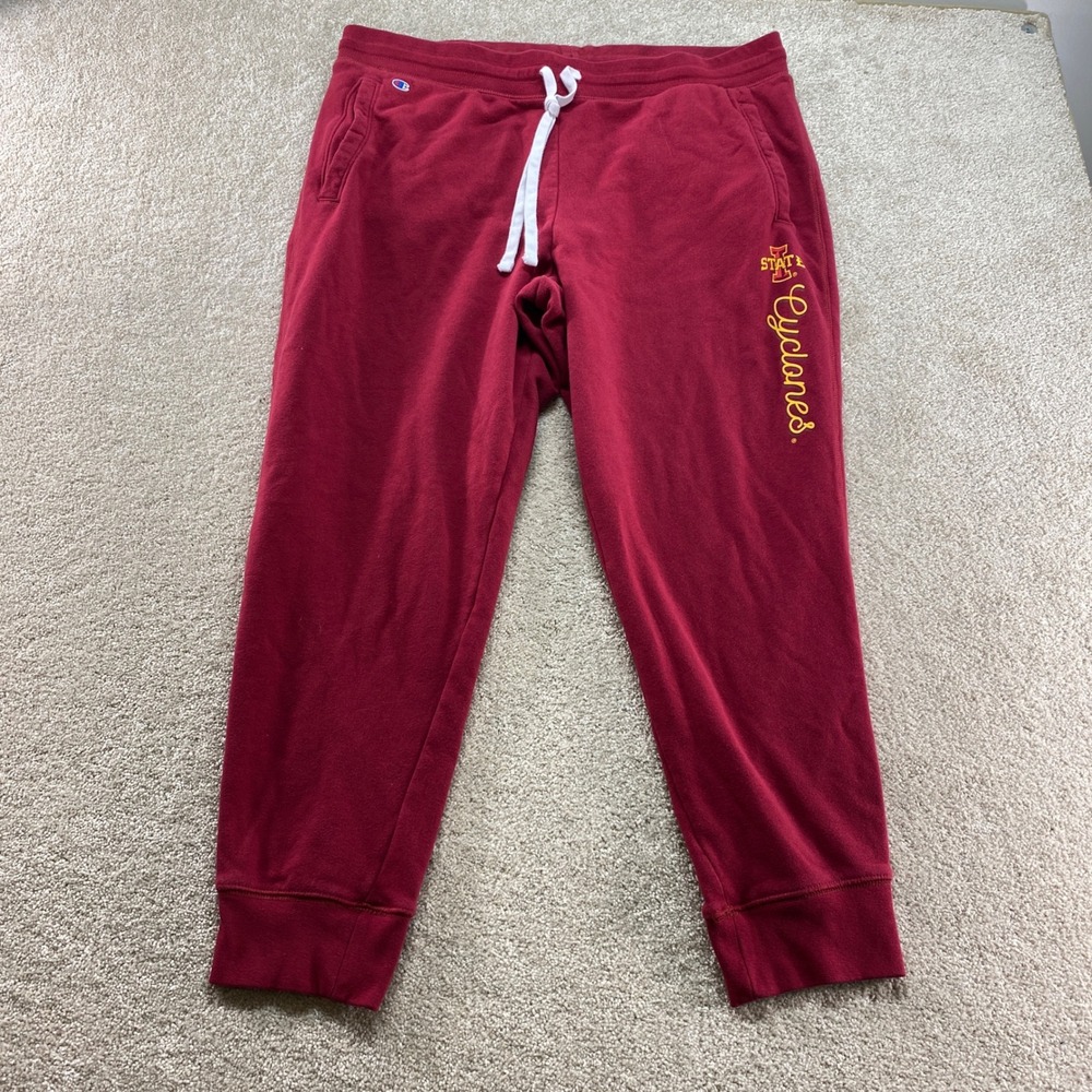 Champion Sweatpants Womens 2XL Red Iowa State Cyclones Joggers‎ Fleece Pockets